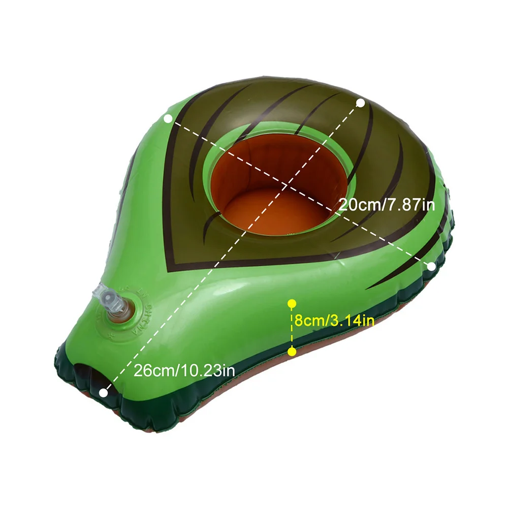 6 szt. Nadmuchiwane uchwyty na napoje w kształcie awokado, zielone pływaki na letnie przyjęcia, zabawy w wodzie, do basenu, na plażę, gry na świeżym powietrzu