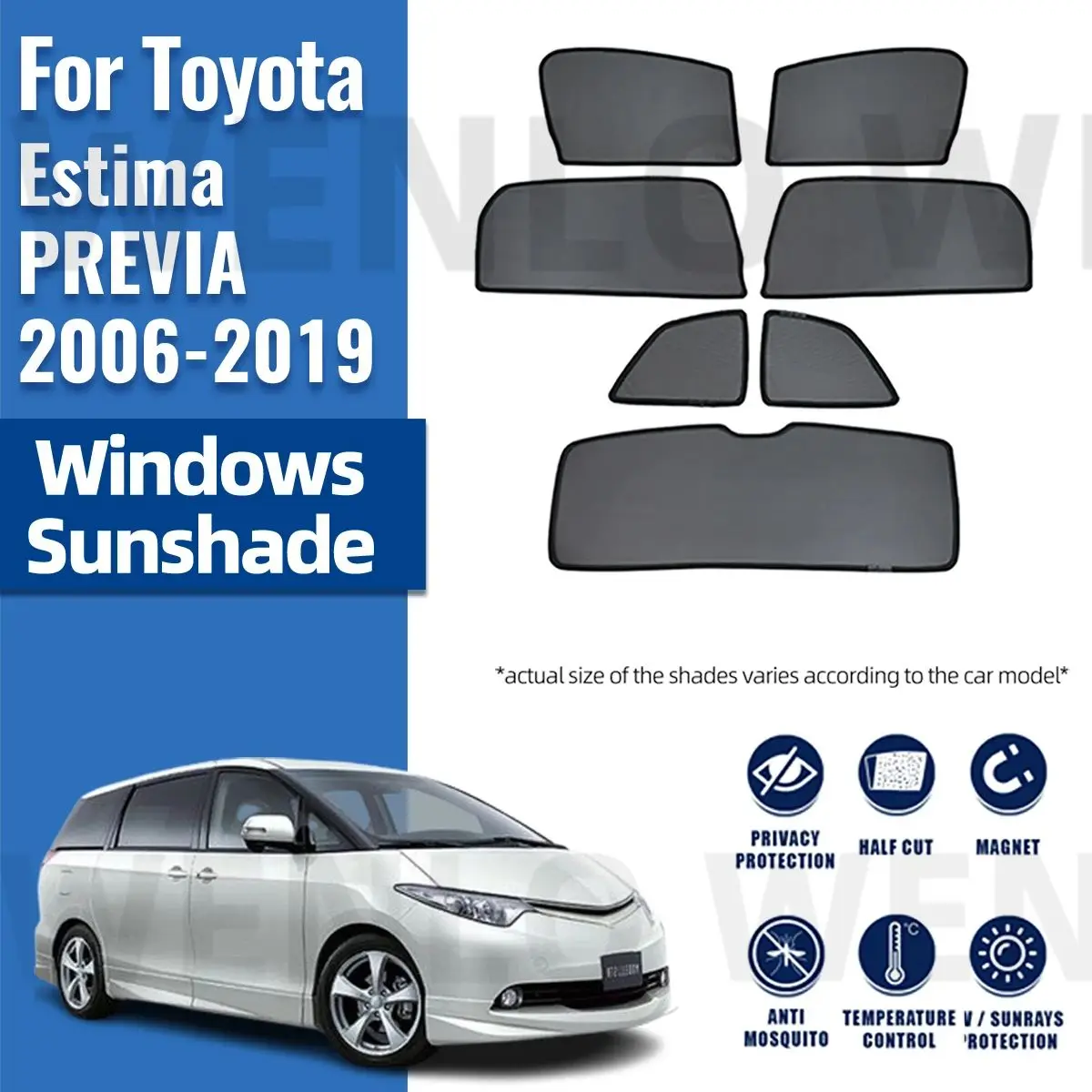 

For Toyota Estima PREVIA RX50 2006-2019 Magnetic Car Sunshade Front Windshield Frame Curtain Rear Side Window Sun Shade Visor