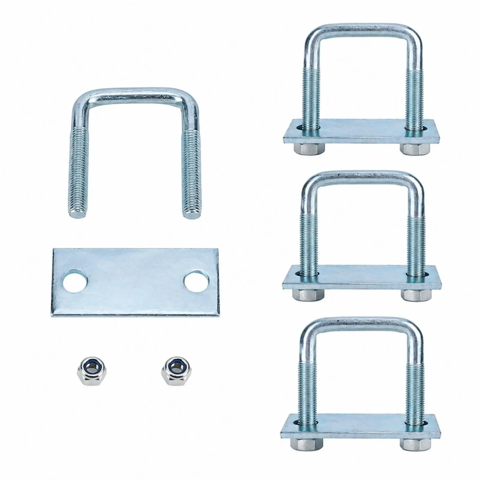 4 Pieces Galvanized Steel U-U-Bolt Spring fastenerSpring Clamp Resistant Leaf-Spring Clamp with Mounting Plate Heavy-Duty