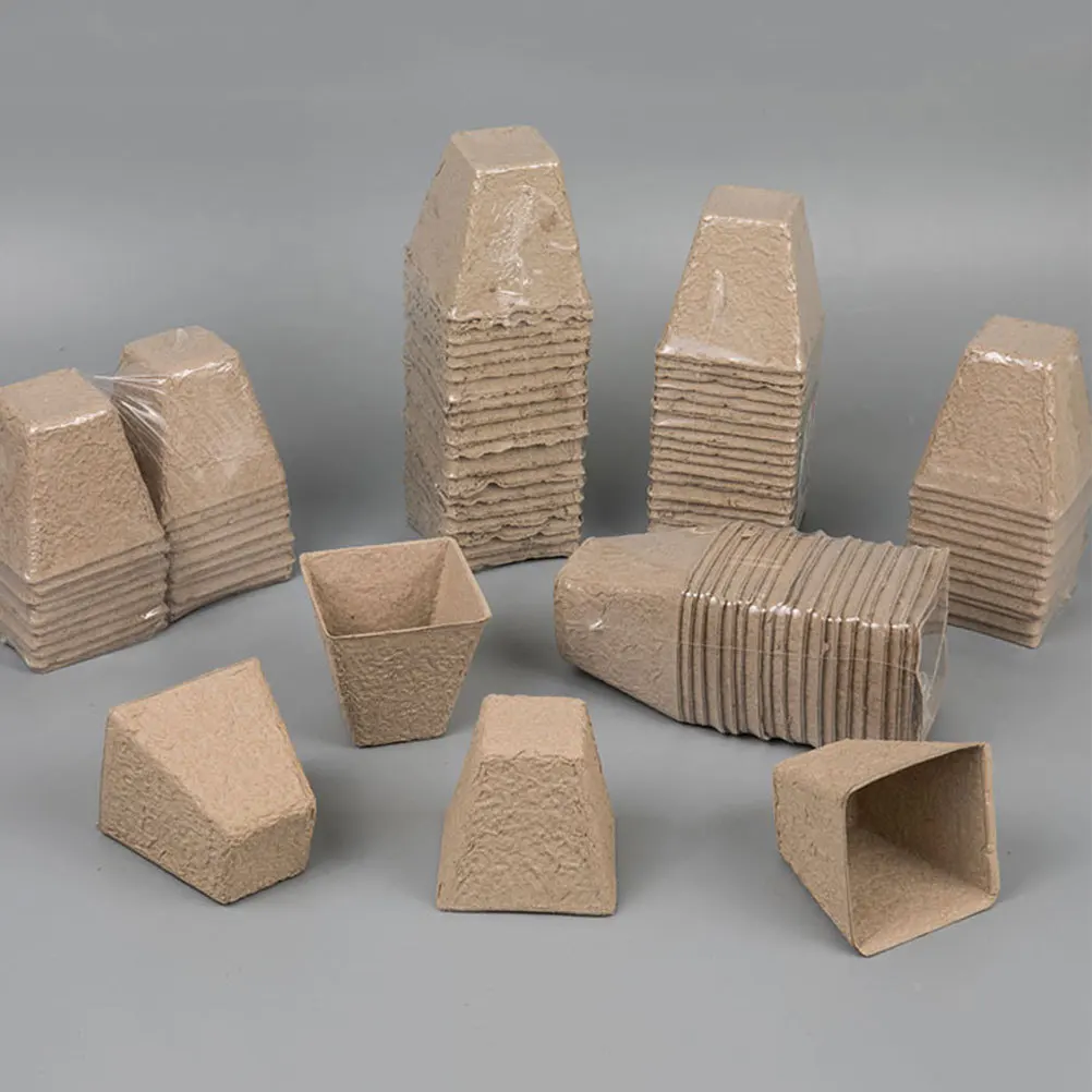 

100Pcs Biodegradable Seedling Starter Pots Natural Nursery Cups for Vegetables Herbs Flowers Organic Paper Peat Growing Trays
