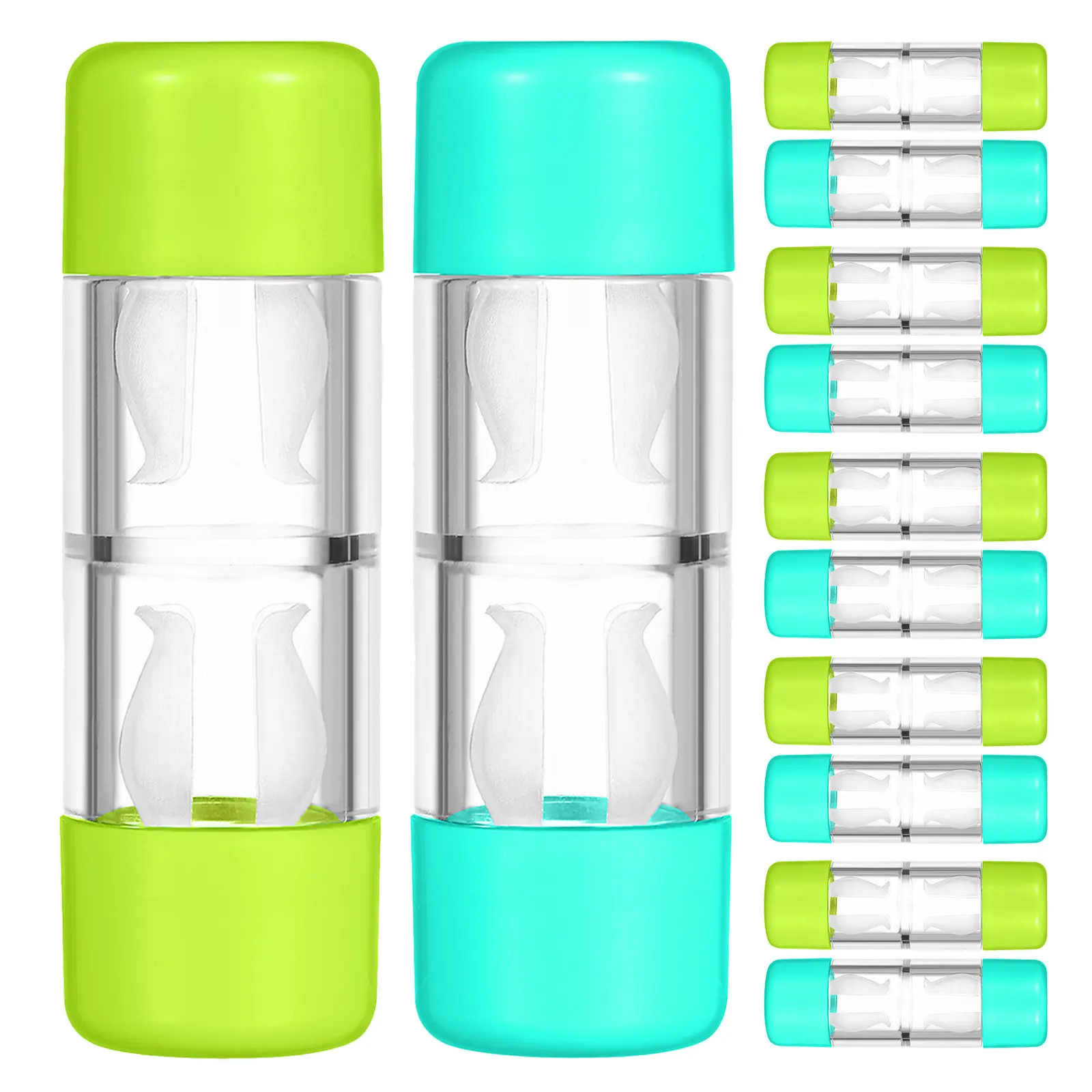 12Pcs Contact Lens Case Leakproof Travel Storage Hard Protective Holder Compact Pocket Size for Rigid Gas Permeable Lenses Daily