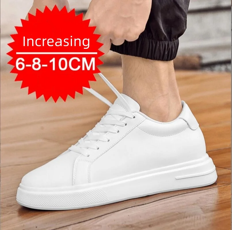 

New Men's Sneakers Elevator Shoes Heightening Height Increase Insole 6-10CM High Heels Shoes Leather Sport Shoes Men Shoes