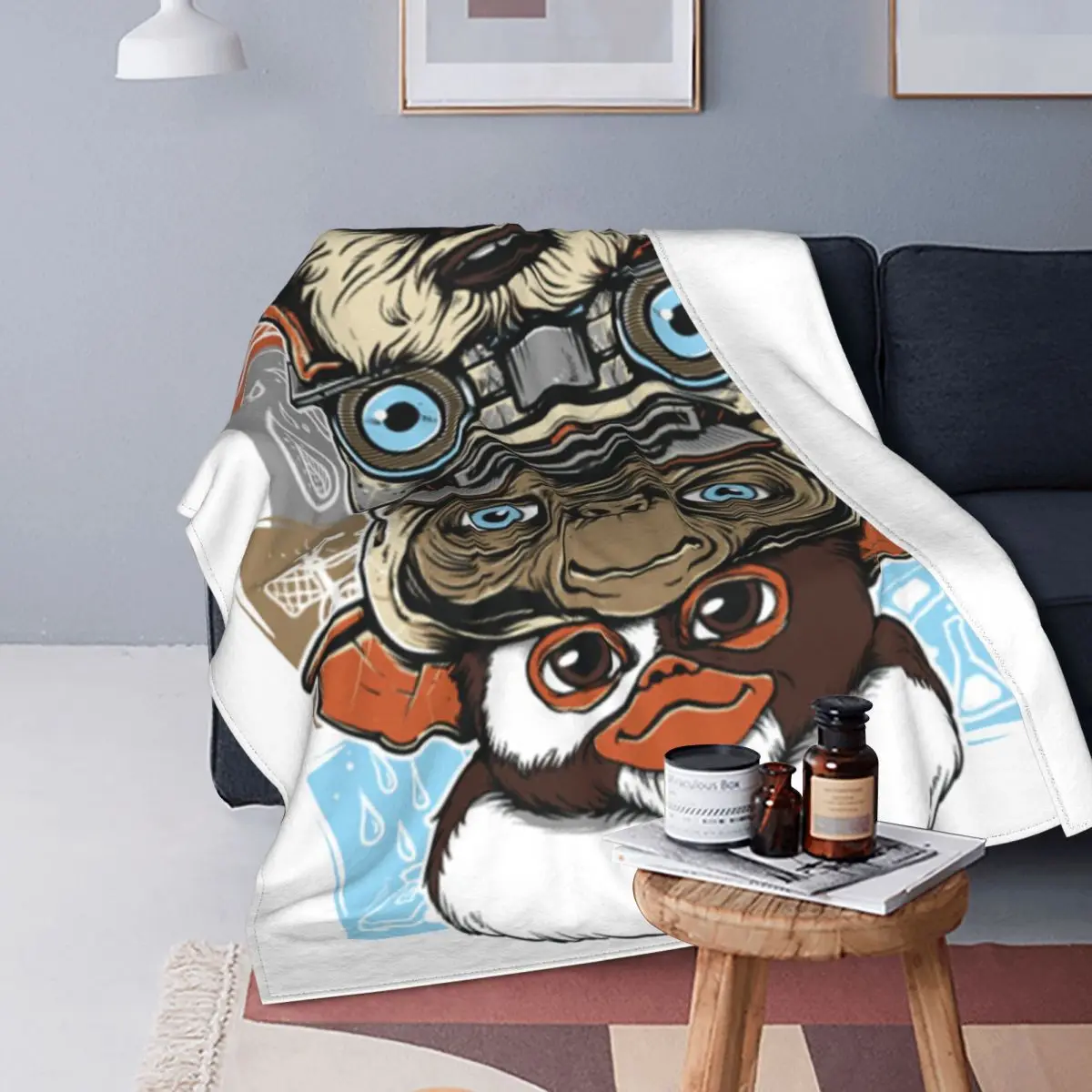 80s Horror Christmas Movie Lcon Blankets Gremlins Gizmo Monster Gremlin Fuzzy Throw Blanket Personalised Lightweight Bedsprea