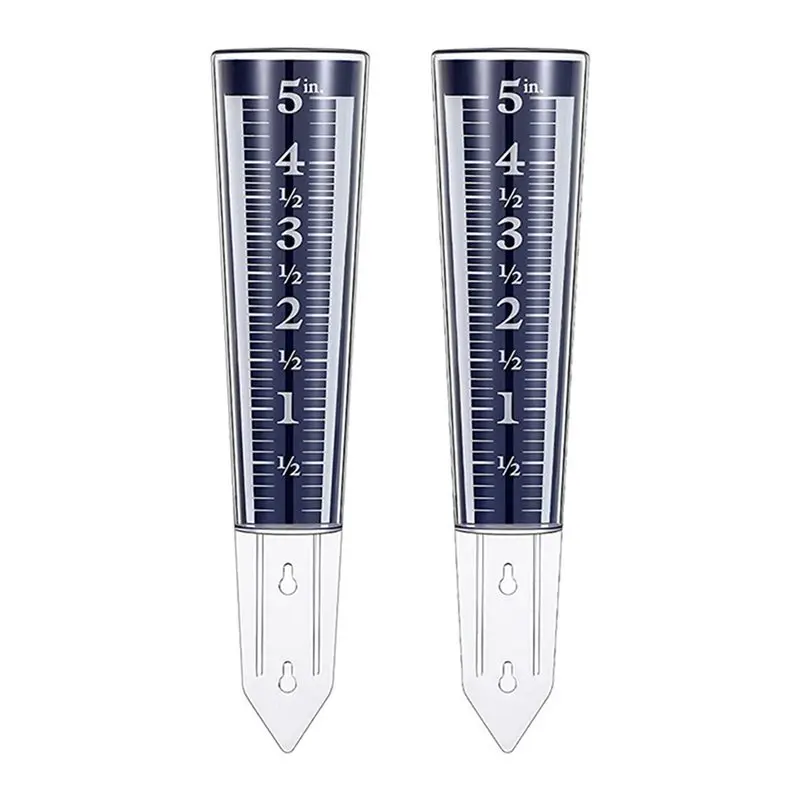 Rain Gauge 5 Inch Capacity With Magnified Scale And Measurement Units Outdoor For Garden Patio Yard 2 Pack Blue