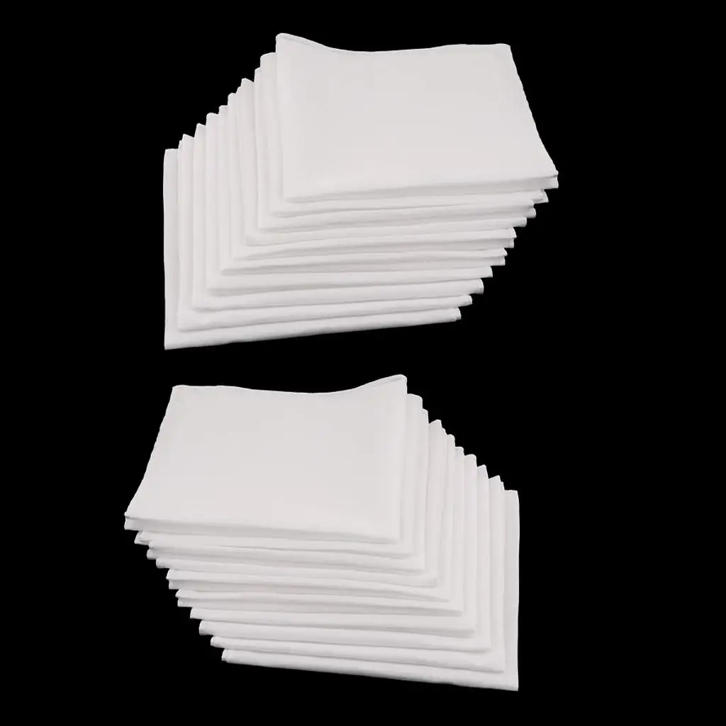 White Cotton Handkerchiefs Set Solid Plain Multipurpose Hankies for Men Women Baby Suit Wedding and Family Gift