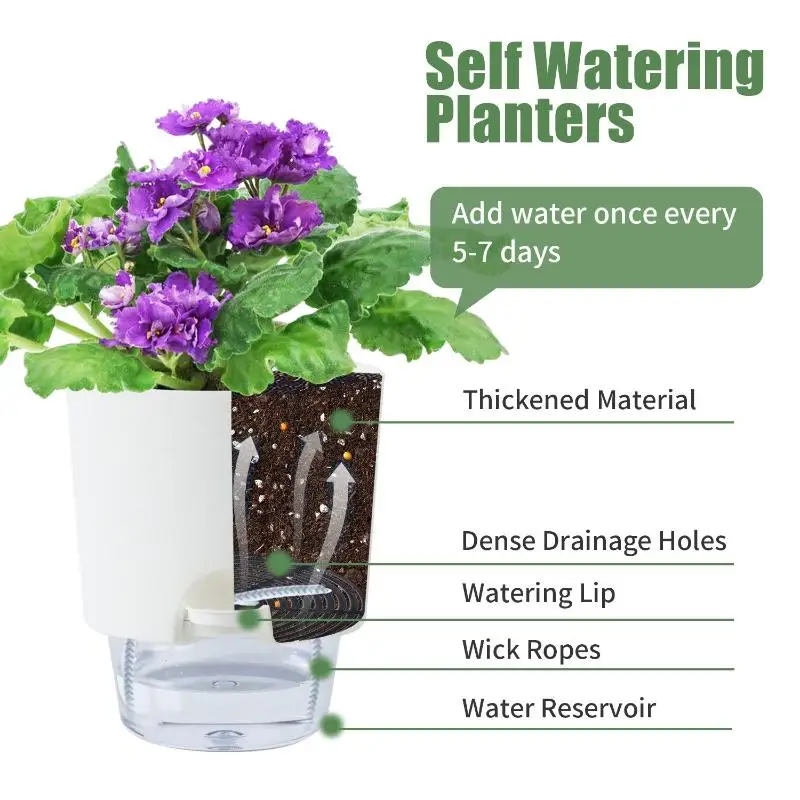 Hydroponic Pot Self Watering Flower Pot Liquid Farming Soilless Cultivation Planter Cotton Rope Watering