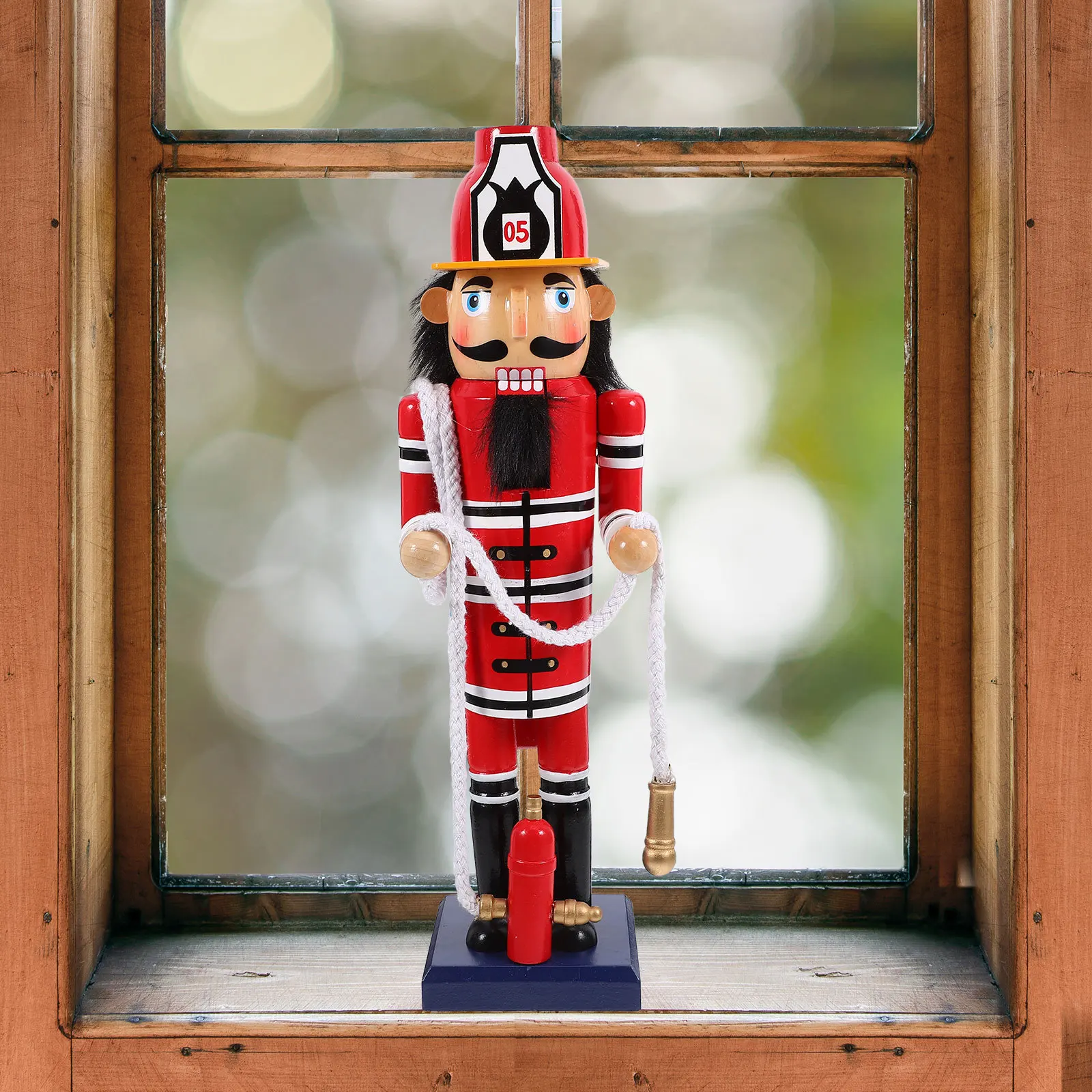 Firefighter Wooden Nutcracker Statue Bright Color Xmas Desktop Nutcracker Christmas Decoration Display Lovely Wood Nutcrackers