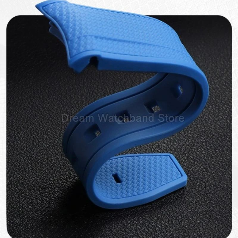 20 مللي متر منحني ملون نمط المطاط حزام الساعات ل رولكس أوميغا سواتش الأسود الغواصة المنسوجة الملمس مقاومة للخدش خفيفة الوزن