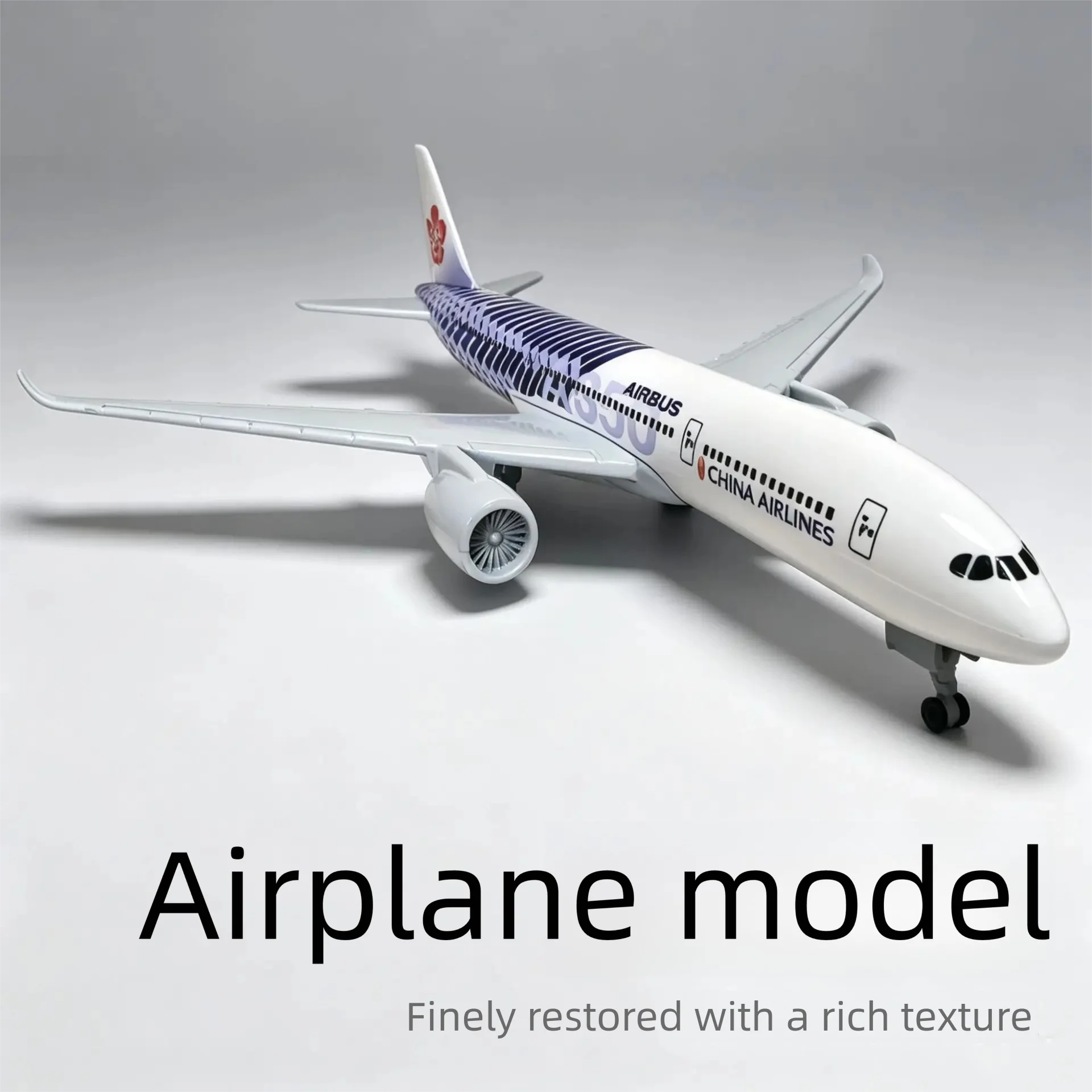 20cm Metal Scale Aircraft Carbon Fiber China Airways A350 Commercial Airplane Model With Base As Static Aviation Home Decoration