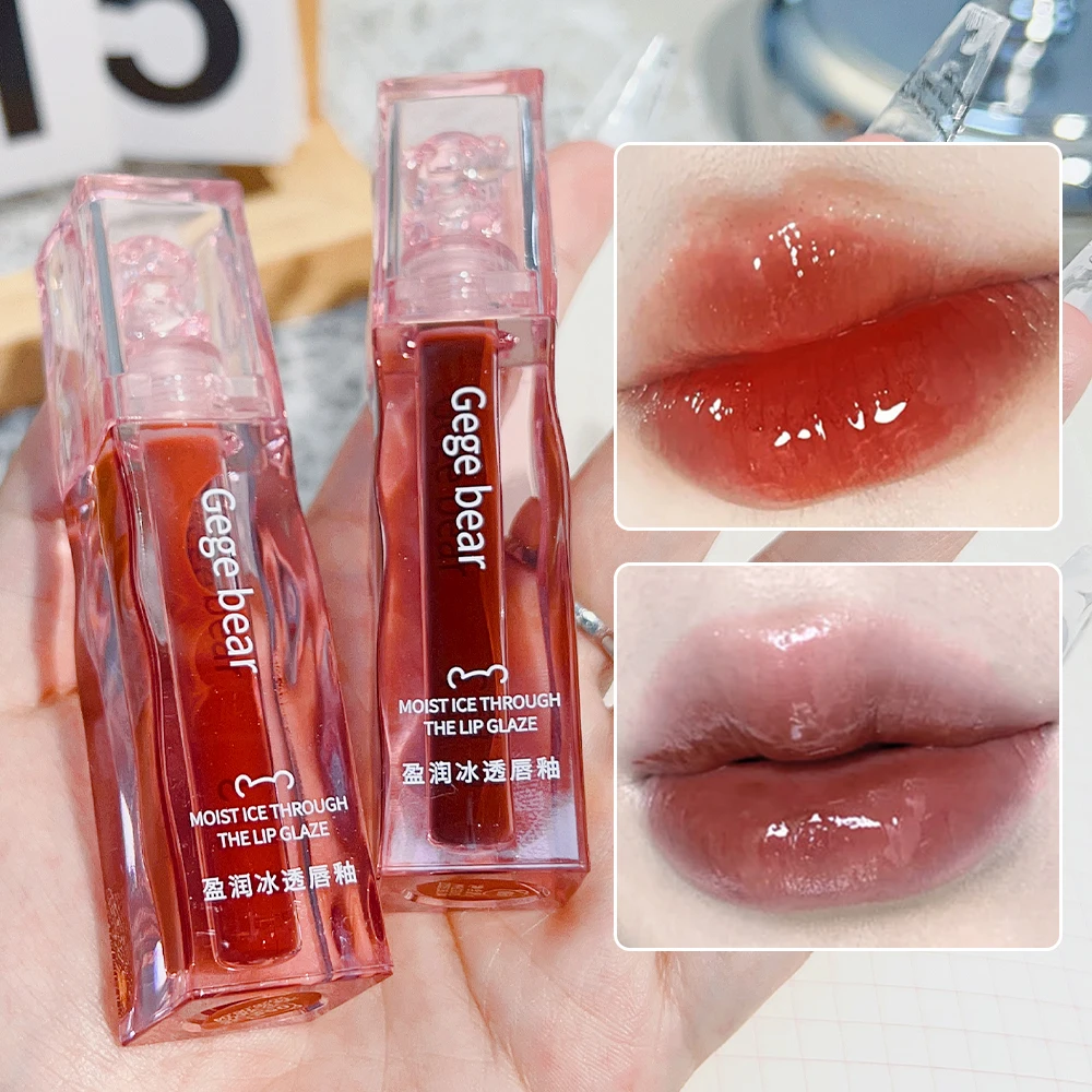 1PC Tea Red Pink Mirror Dyeing Lip Gloss Waterproof Moisturizing Liquid Lipstick Long Lasting Lip Tint Korean Makeup Cosmetics