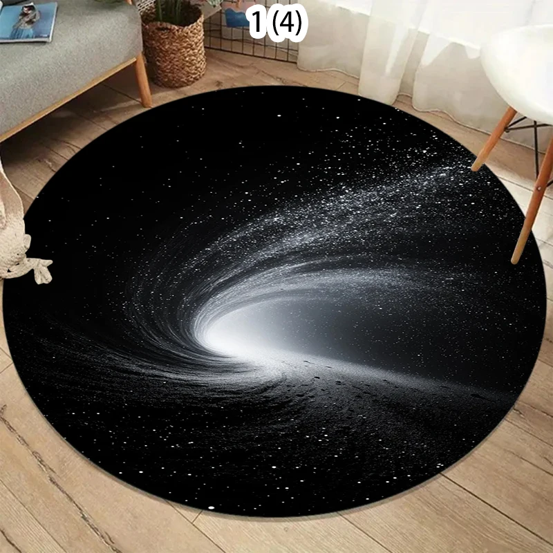 Galaxy Starry Sky Round Carpet Universe Space Area Rug For Living Room Bedroom Aesthetic Home Decor Large Carpet