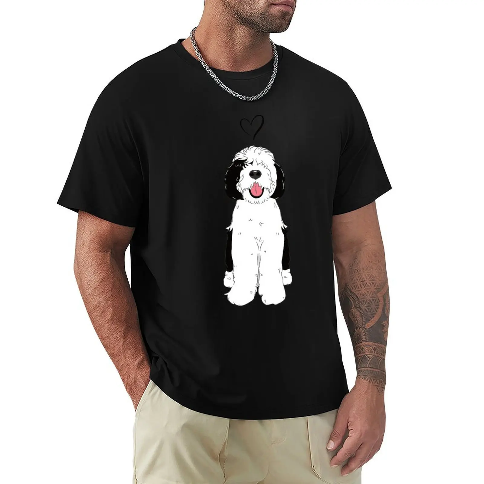 

LOVE Black and White Sheepadoodle 4 - Baby Blue T-Shirt Quick Dry Travel T-Shirt