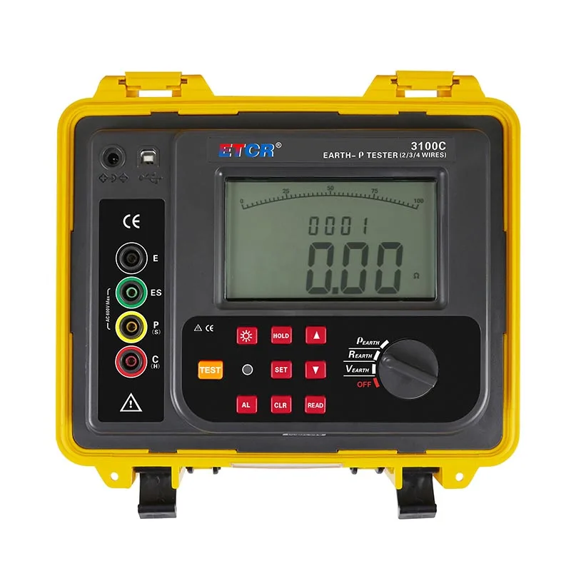 ETCR3100C Large Capacity Rechargeable Lithium Battery Pack Earth Soil Resistivity Tester for Outdoor Construction Site Use