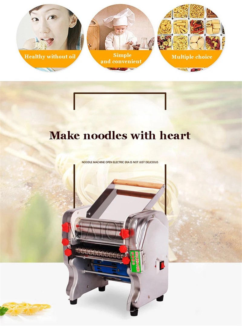 Household Pasta Machine Noodles Maker Stainless Steel Noodle Cutter Electric Automatic Dough Rolling Machine Dumpling Machine