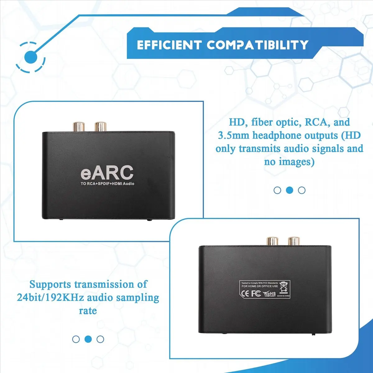 

2X HDMI-совместимый аудиоэкстрактор EARC/ARC, конвертер 192 кГц, адаптер EARC в RCA для аудиоэкстракции