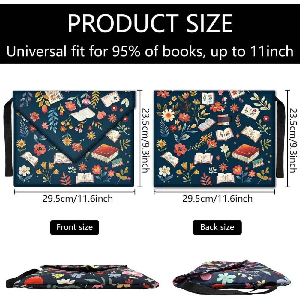 Flower Book Cover Book Pattern Book Sleeve 11.6 X 9.3 Inch Book Protector for Paperbacks Washable Fabric Cloth Book Cover