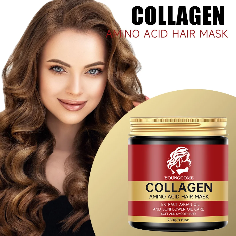 

Collagen Keratin Hair Mask Dual Oil Control Moisturizer Conditioner Soft Smooth Frizz Damaged Repair Revitalize Hair Care 250g