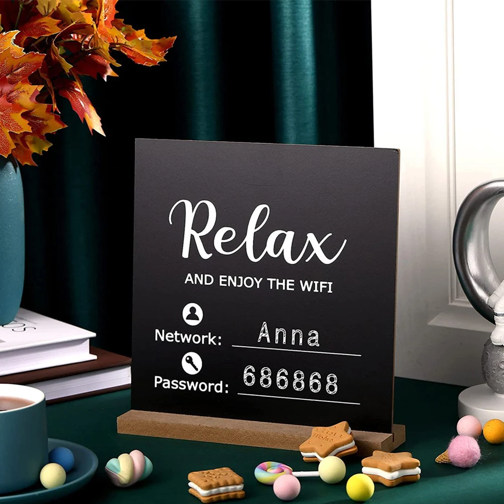 

Freestanding Wooden WiFi Sign Chalkboard for Home Hotel Cafe Shop Office Visible Waterproof Design Easy to Clean Write Replace