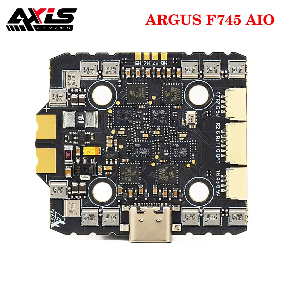 

Axisflying ARGUS F745 AIO ICM-42688 With 40A ESC (AM32 Firmware) 32M Black Box, Barometer, 8 UARTS, 4-6S Lipo for RC FPV Drone
