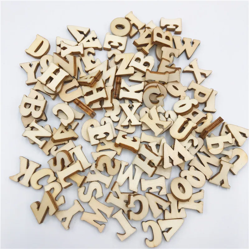 100/200/400PCS Mini Unfinished Wood Chip Shapes Alphabet 15mm DIY Craft And Scrapbooking A-Z Wood Letters for Art Projects