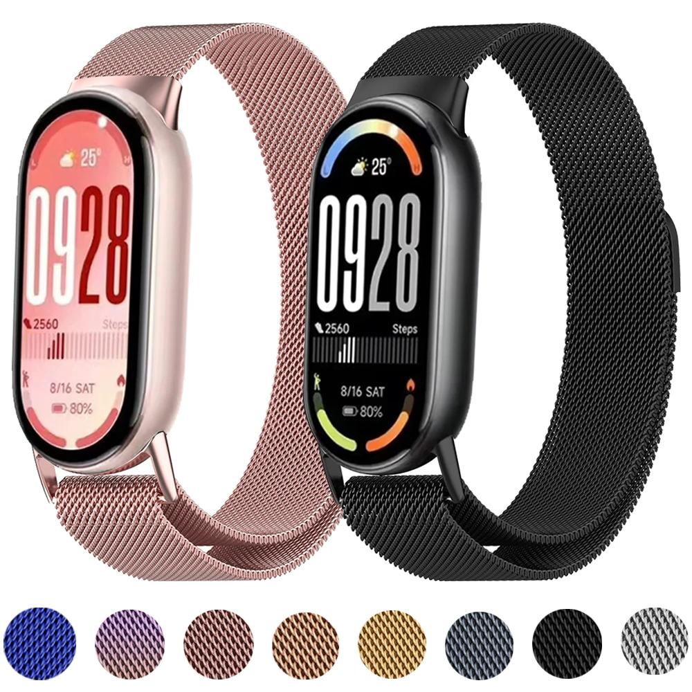 

Milanese Strap for Xiaomi Mi Band 10 9 8 Magnetic Loop Breathable Wristband Correa for Xiaomi Mi Band 10 NFC/Mi Band 9 mi 8 Belt