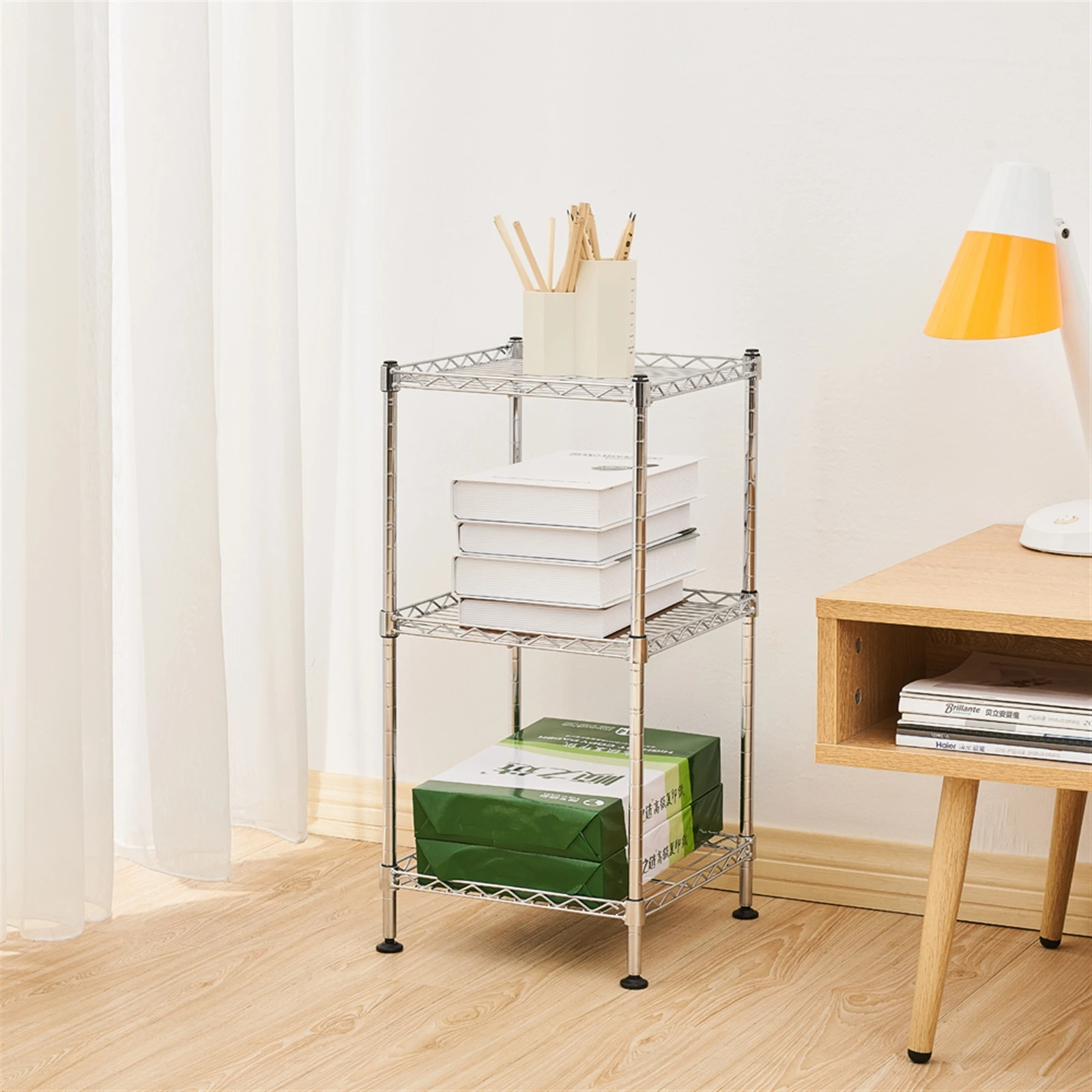 

3-Tier Compact Wire Shelf – Chrome-Plated Steel, Rust-Resistant & Stackable, for Kitchen, Bathroom & Pantry Storage