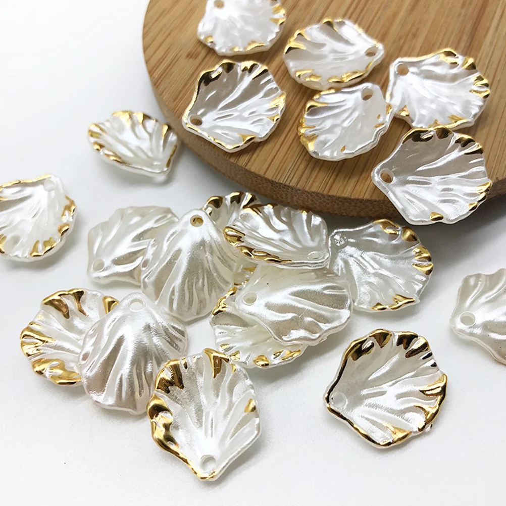 100 Pcs Shell Beads Pearls Necklace Charms Bulk Jewelry For Making Crafts Flower Petal Abs Bracelets