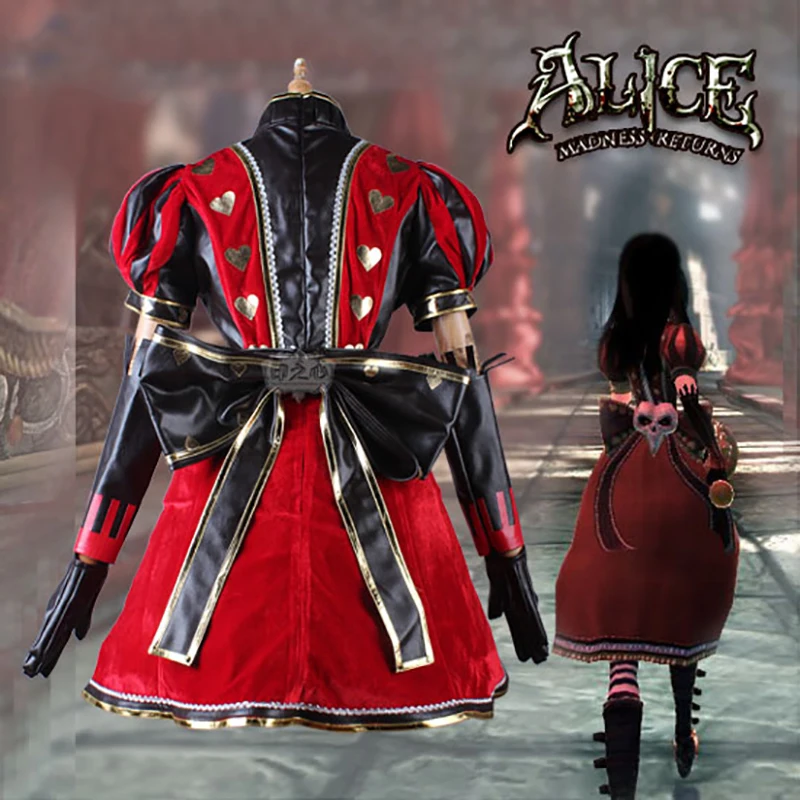 Alice: Madness Returns Cosplay Costume Updated Version Royal/Playing Cards Uniform Dress wig Outfit Party Role Play Clothing