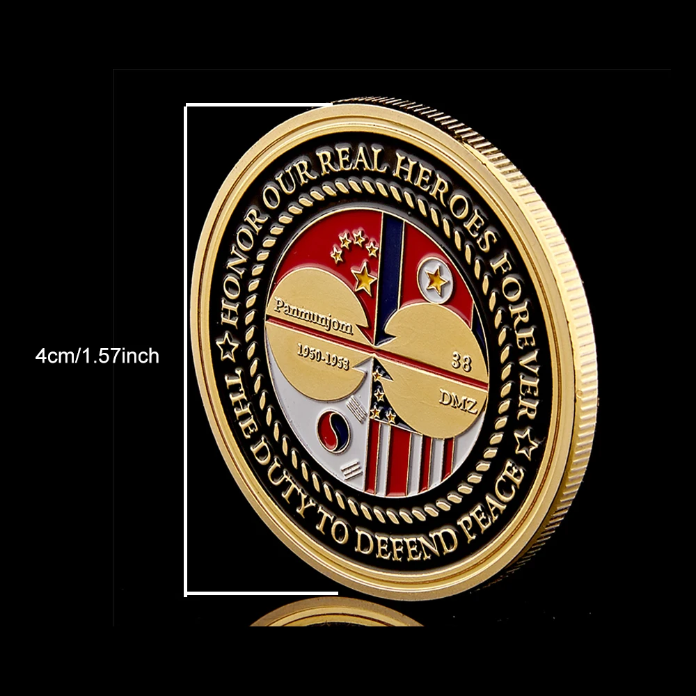 1950-1953 WWII Korean War Veteran Gold Plated Challenge Coin USA Medal Military Value Coin