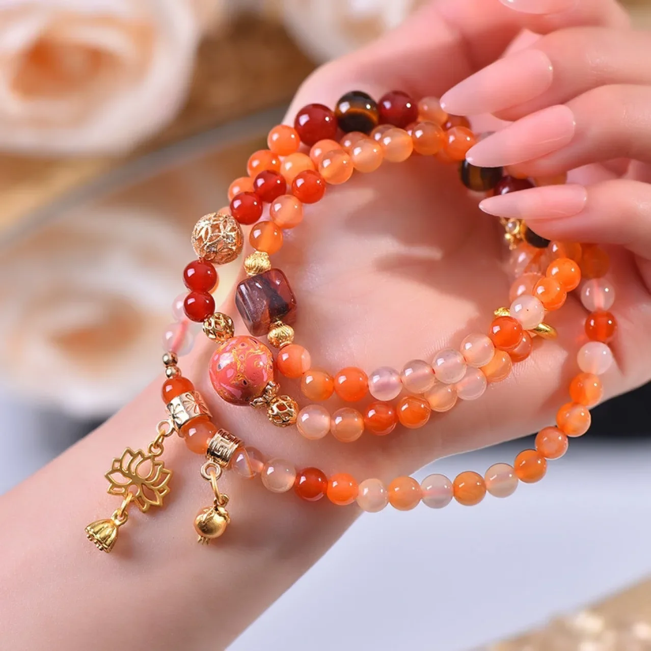 

Natural Agate Multi-circle Bracelet Women's Fashion Light Luxury Lucky Bracelet, Jewelry, Gifts, Original Design