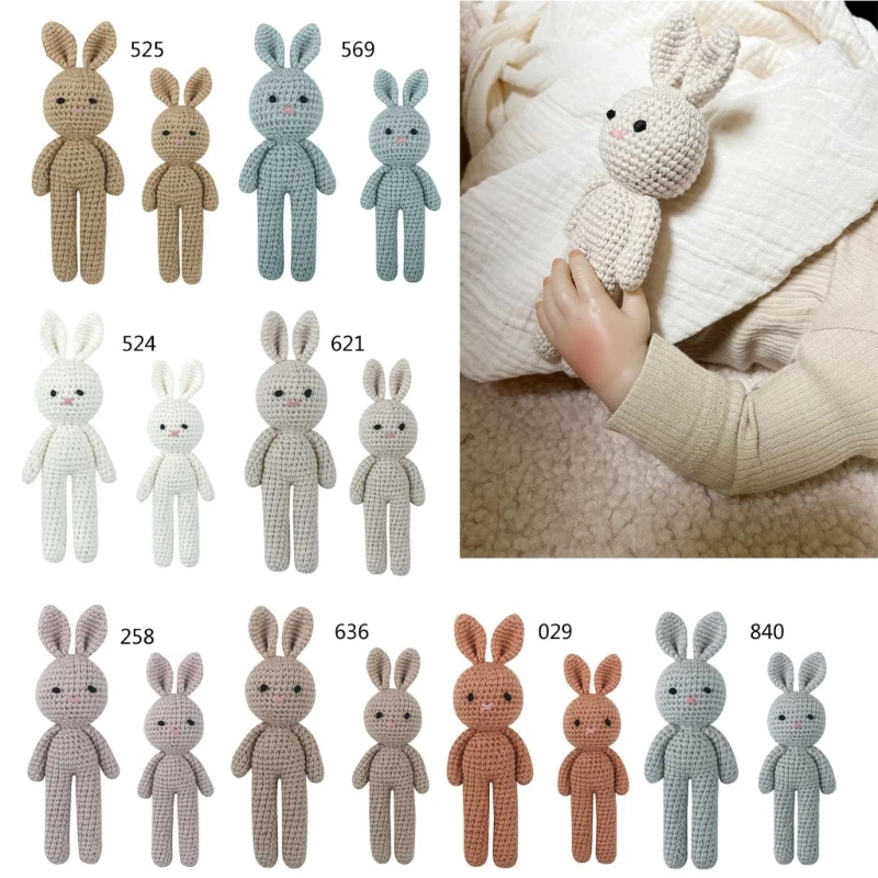 Crochet Rabbit Baby  Cute Stuffed Animal Handmade Bunny Soothing Toy Newborn Sleep Aid Gift Photography Props Wholesale