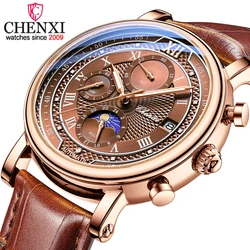 CHENXI Business Chronograph Wristwatch Luxury Quartz Men Watch Casual Leather Waterproof Clock Male Calendar Date Watches