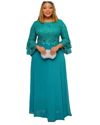 L-3XL African Dresses for Women Spring Autumn African Women Three Quarter Sleeve Polyester Solid Color Long Dress Maxi Dress