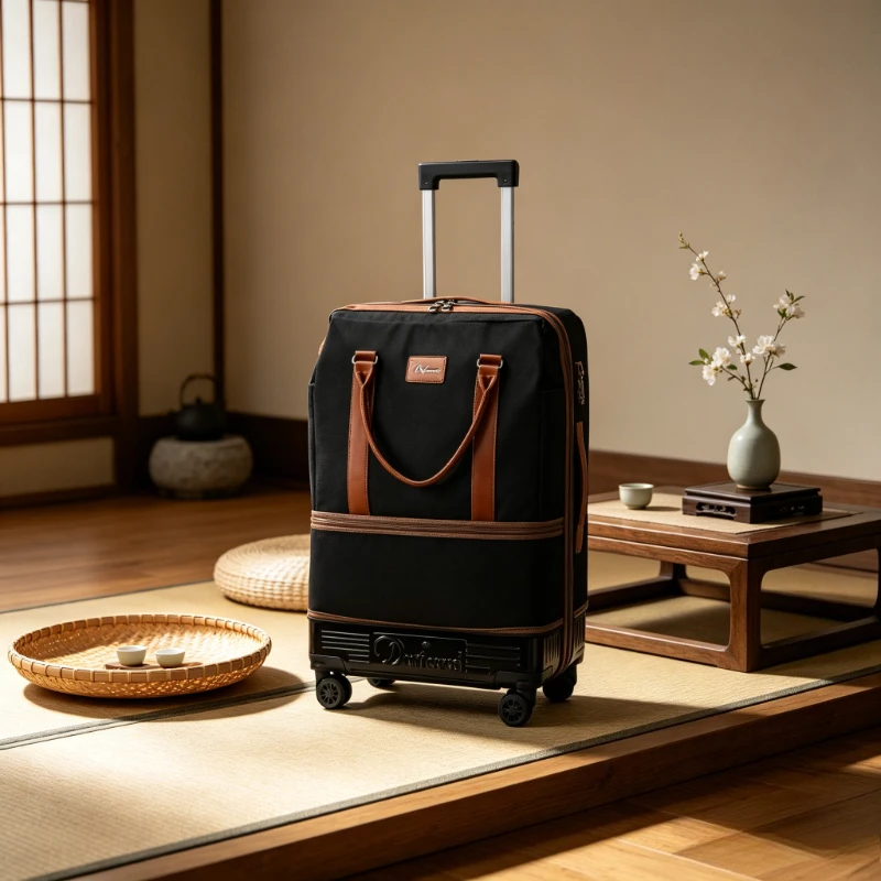 Foldable Wheeled Duffel Bag, Lightweight Spinner Travel Tote,Large Capacity Telescopic Handle Luggage,Multi Purpose Rolling Pack view 2