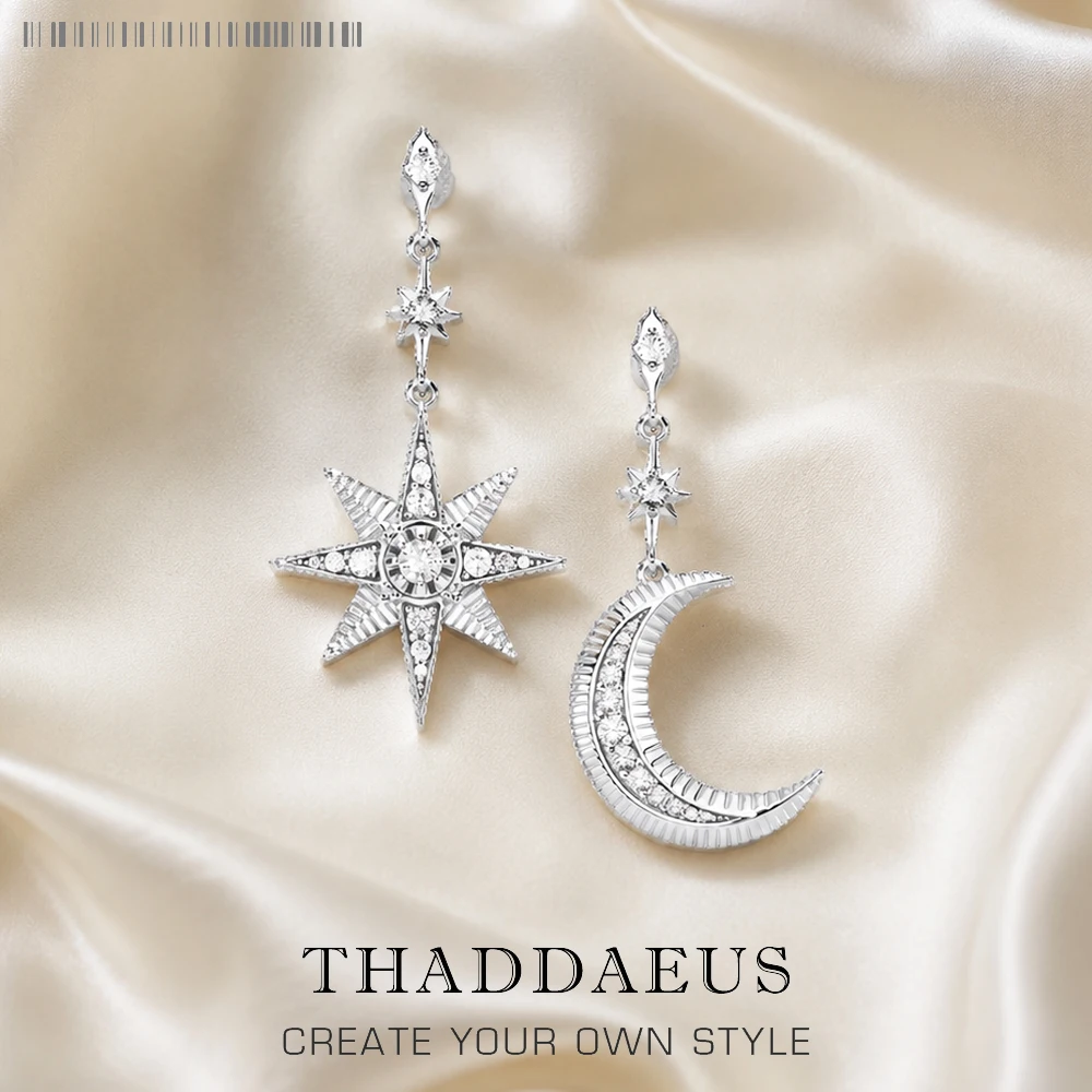 Magical Star & Moon Drop Earrings,Europe Fashion Jewelry For Women,Summer New Sterling Silver 925 Vintage Gift