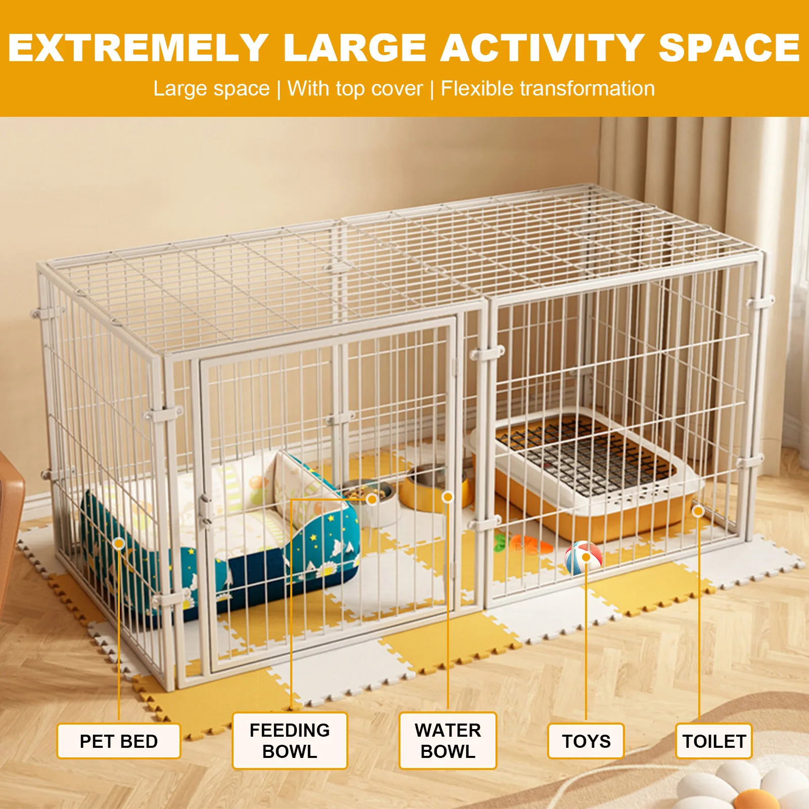 

Вольер для щенков 48 дюймов, легко собираемый, для собак и кошек (черный)