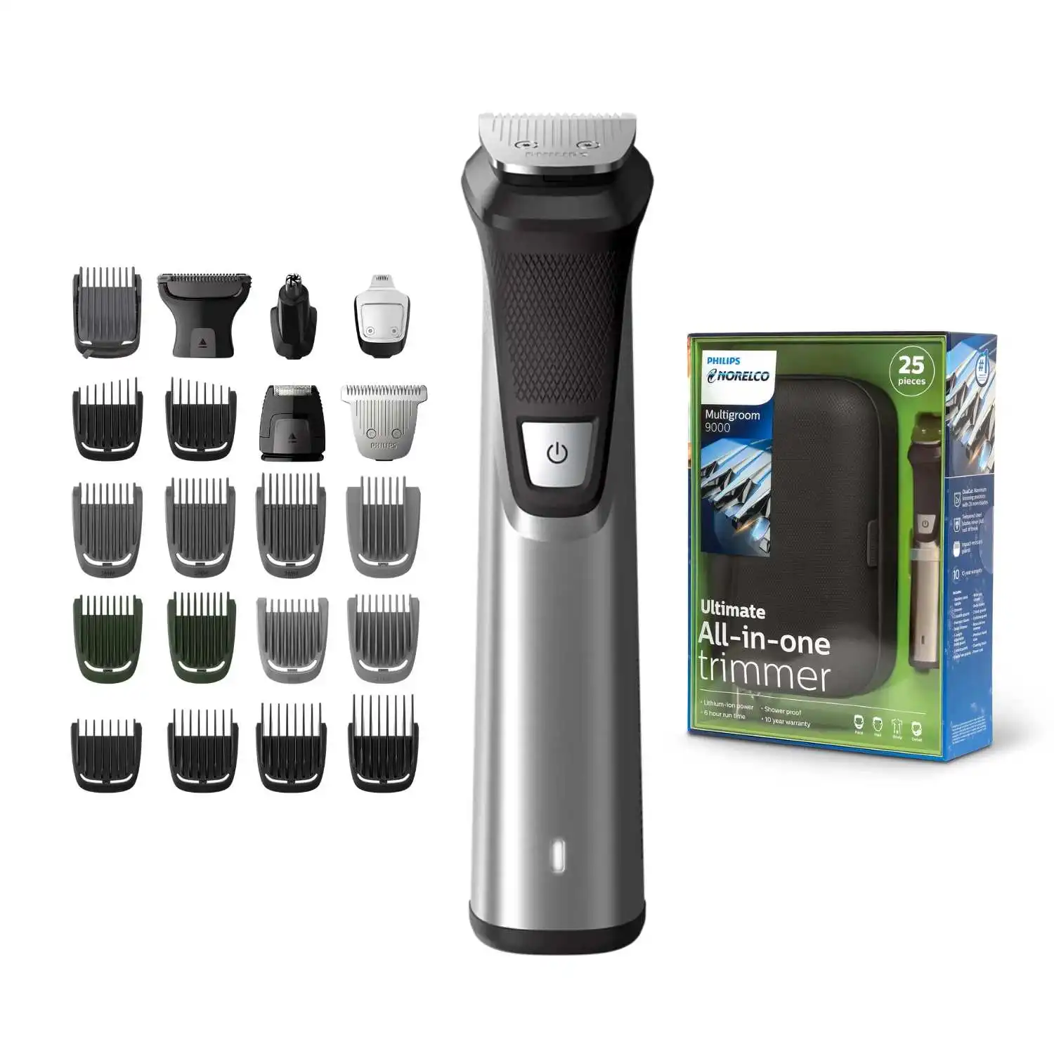 Philips Norelco Multigroom 9000 MG7770, DualCut Blades, Stainless Steel Design, 6 Hours Runtime