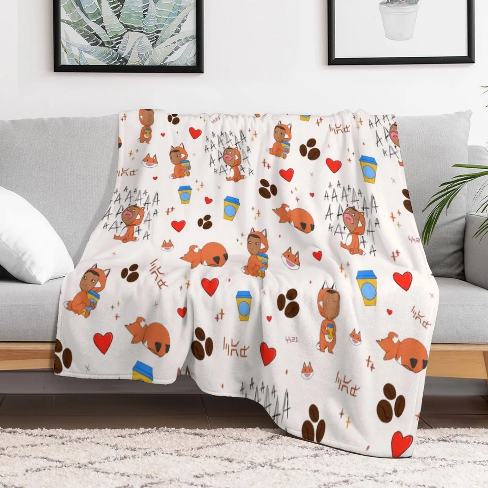 Fox N Caf Scatter Print Throw Blanket for sofa Luxury Blankets