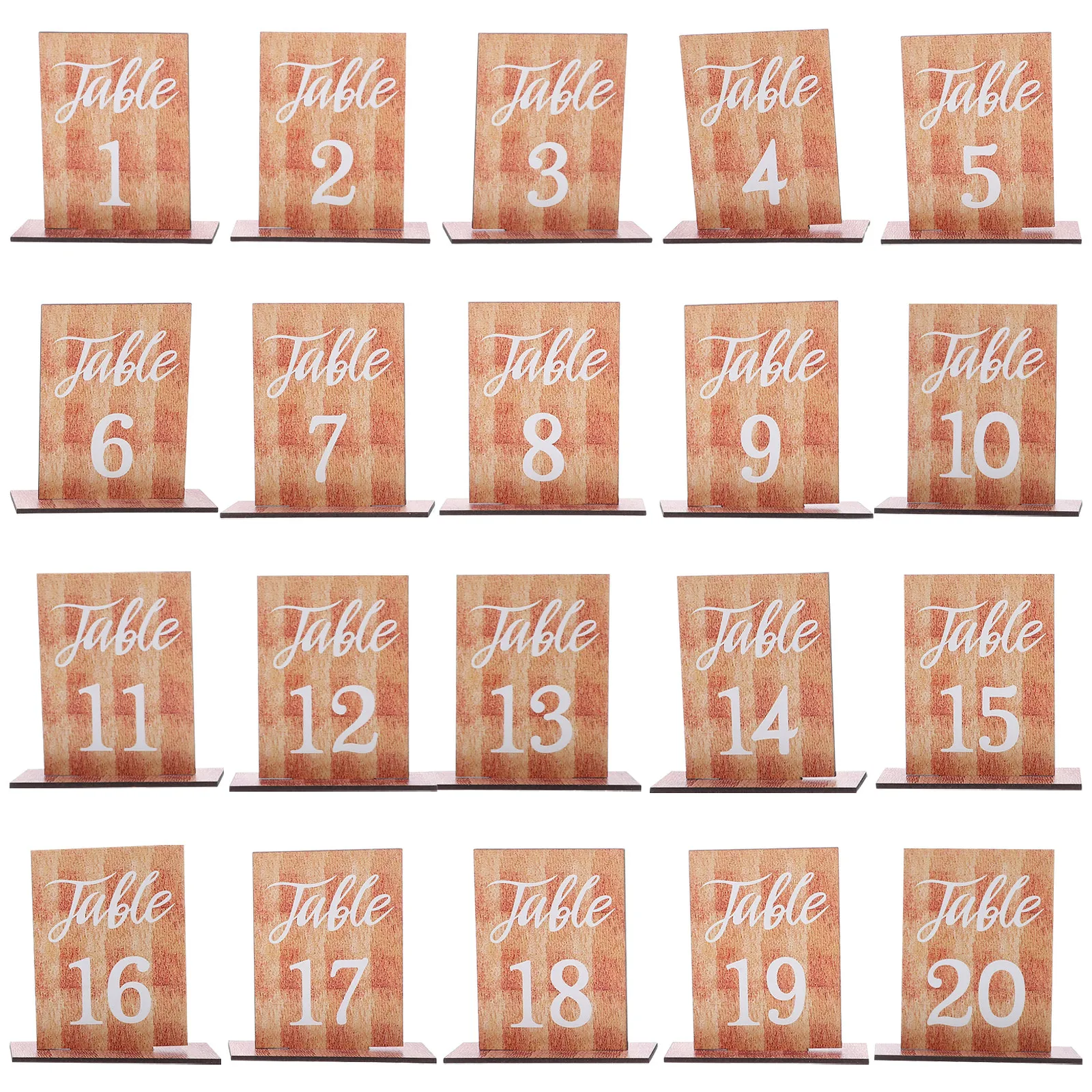 20Pcs Wood Table Number Signs Natural Finish Elegant Rustic Design Self Stand Table Seating Markers for Wedding Party Banquet