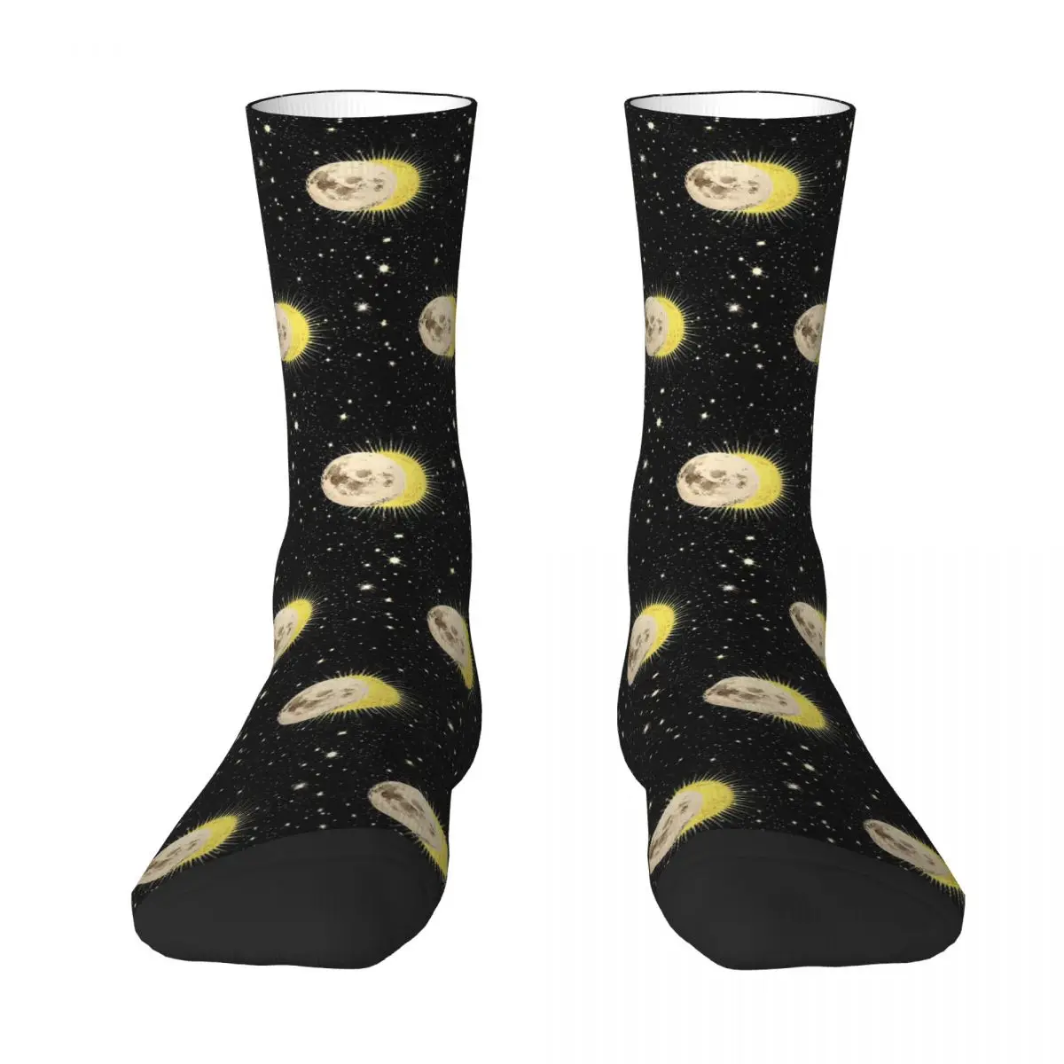 Imminent Eclipse Sun Moon And Stars Space Astronomy Socks Harajuku Soft Stockings All Season Long Socks for Unisex Birthday Gift