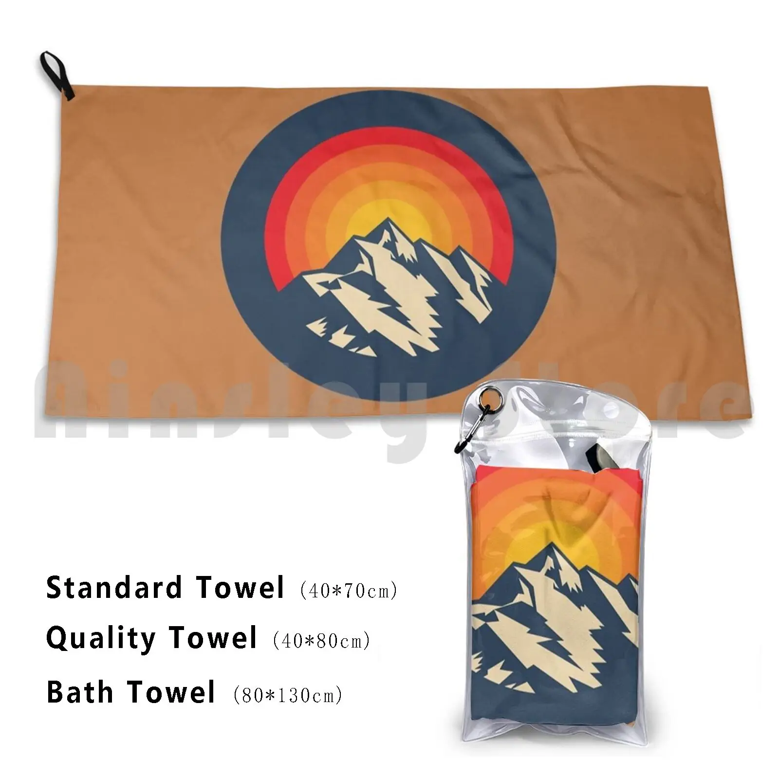 Sunset Mountain Custom Towel Bath Towel Hiking Camping Camp Mountain Mountains Adventure Nature Trekking