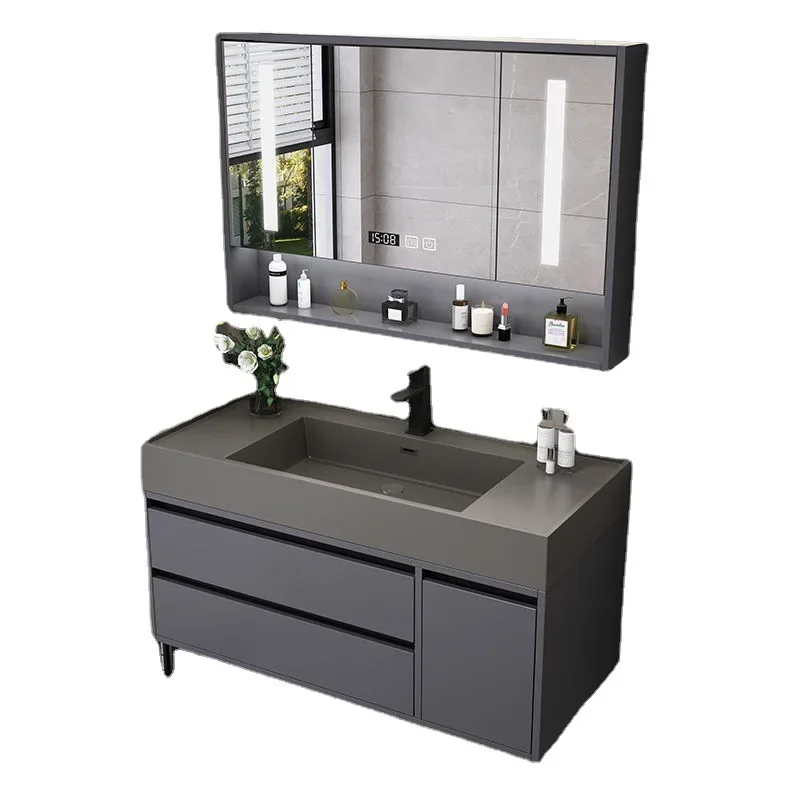 Luxury Bathroom Sink Cabinets Minimalist Modern Integrated Washbasin Smart Mirror Cabinet Bathroom Vanity Bathroom Furniture