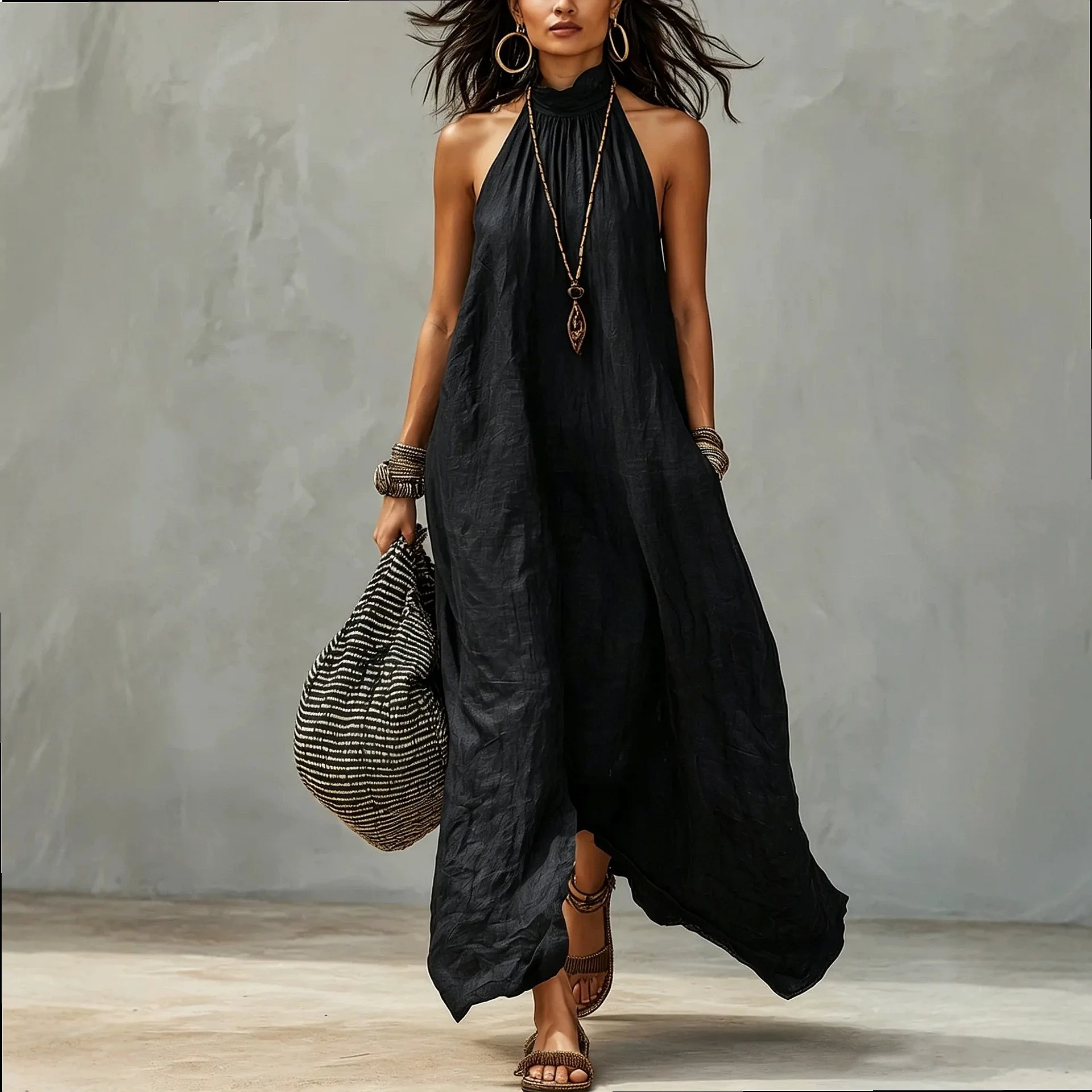 Halter Neck Long Dress Women B - Maxi Dress Boho recension och pris