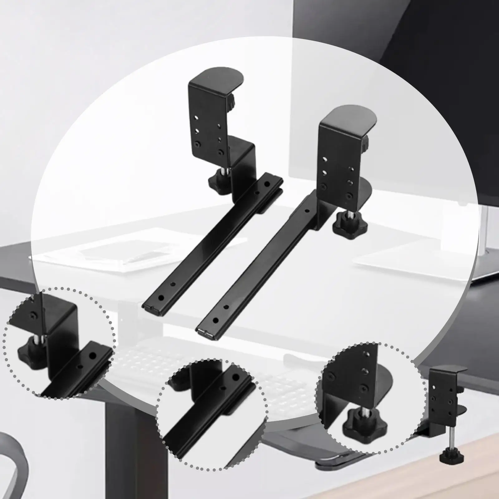 デスク下キーボードトレイスライドキーボードスライドハードウェア引き出しホームラップトレイフルエクステンション引き出しサイドマウント2個