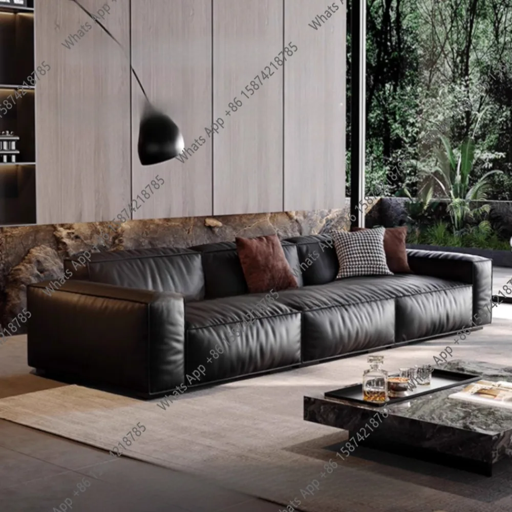 

C Family Italian Living Room Sofas Genuine Leather Sectional Apartment Relaxing Sofa Elegant Comfortable Muebles Home Furniture