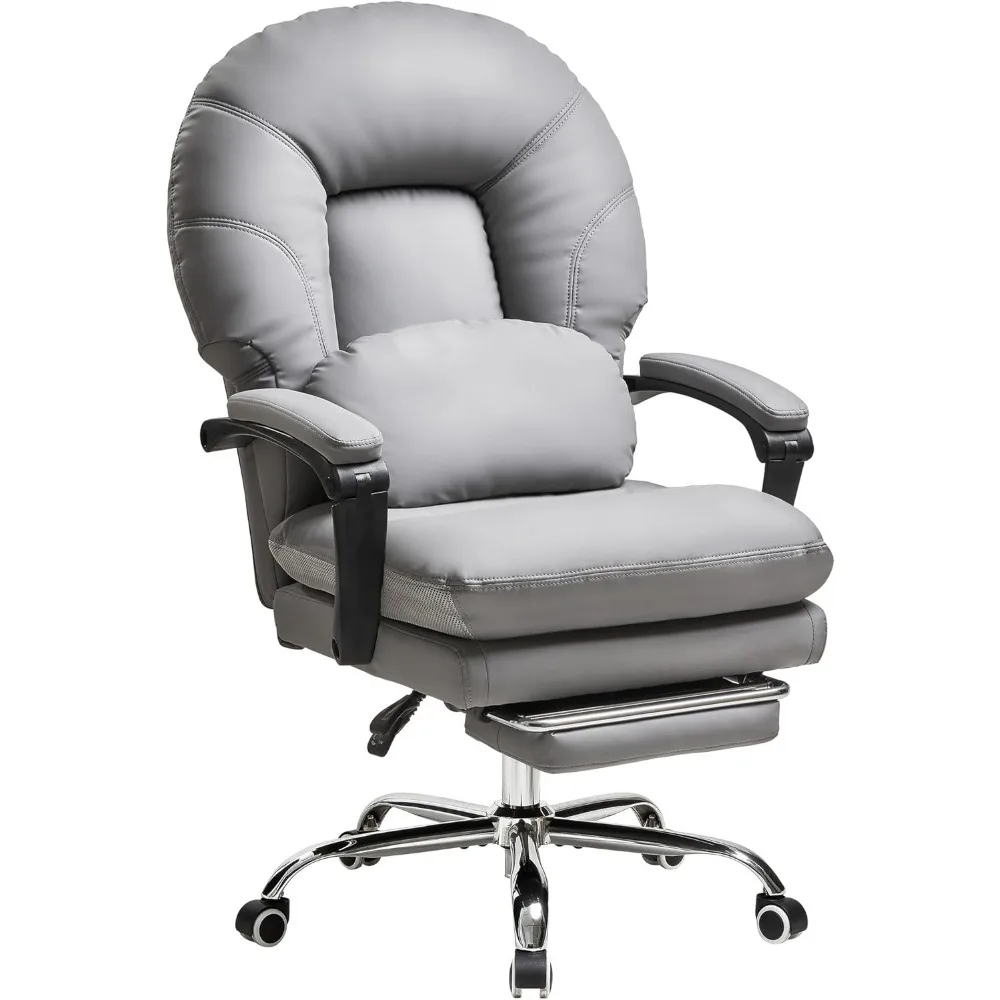 

Big and Tall Ergonomic Office Chair Computer Desk Chair - Home Desk Chair with Footrest, High-Back Swivel PU Leather Executive O
