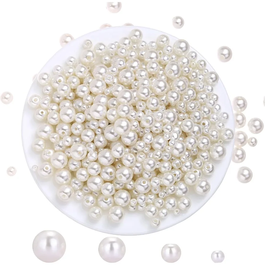 

500 шт. жемчуг для изготовления с отверстиями, жемчужные бусины для изготовления ювелирных изделий, наполнители для ваз, разброс стола для свадьбы, дня рождения, дома