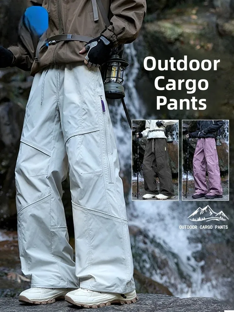 Women Men Outdoor Casual Pants High‑Quality Waterproof Shell Pants Hiking Camping Sports Cargo Trousers Windproof Climbing Pants