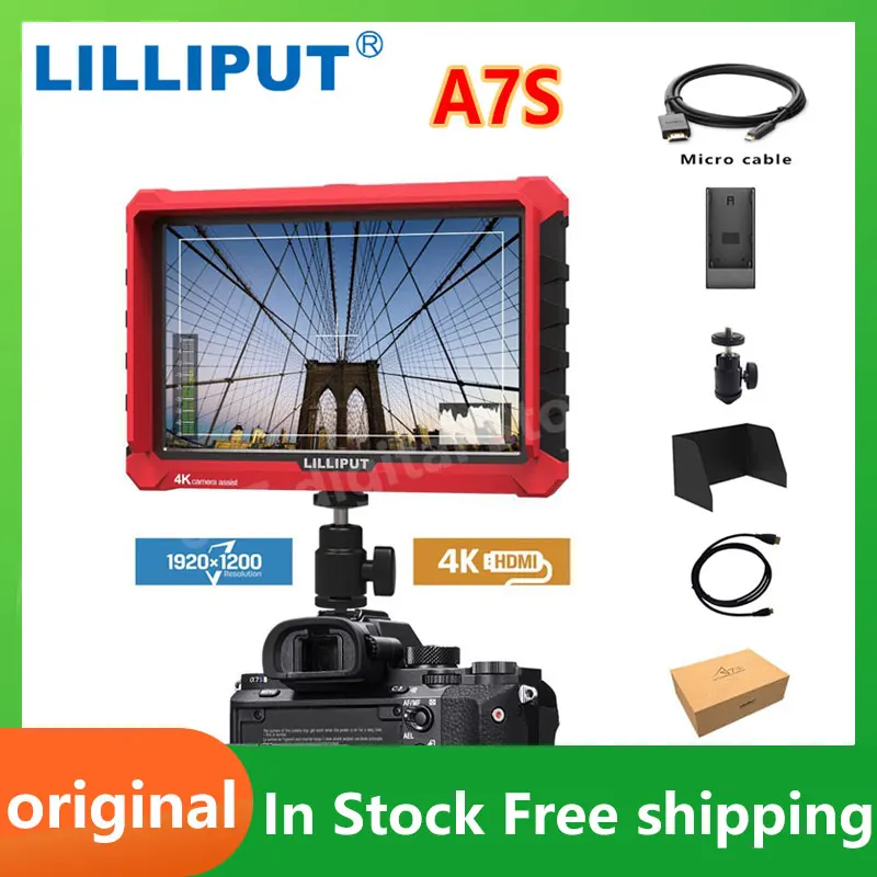 Lilliput A7S 7 Inch Utra Slim IPS Full HD 1920x1200 4K HDMI On-Camera Video Field Monitor for Canon Nikon Sony DSLR Camera Video