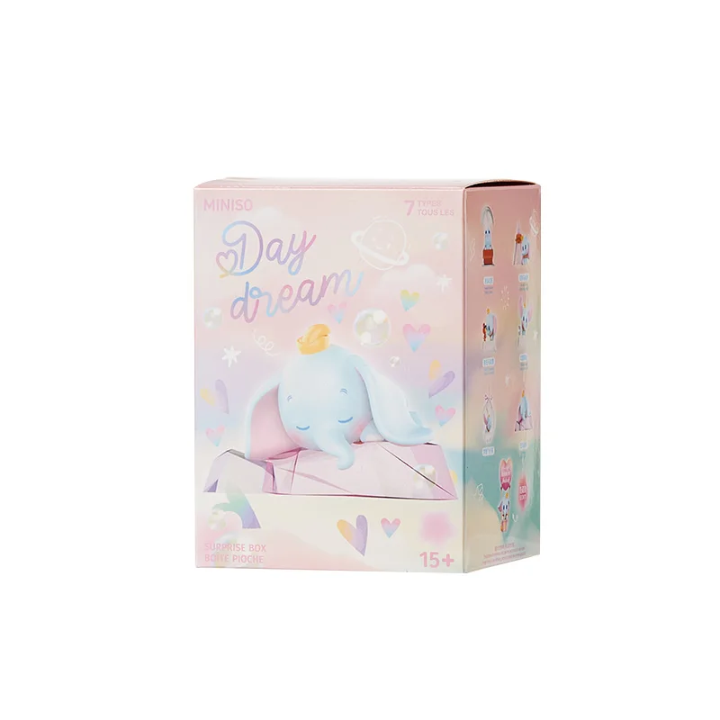 Miniso Disney Dumbo seri ilusi hari putih kotak buta dekorasi mobil atas meja Persahabatan ornamen Pvc hadiah menyenangkan untuk anak perempuan